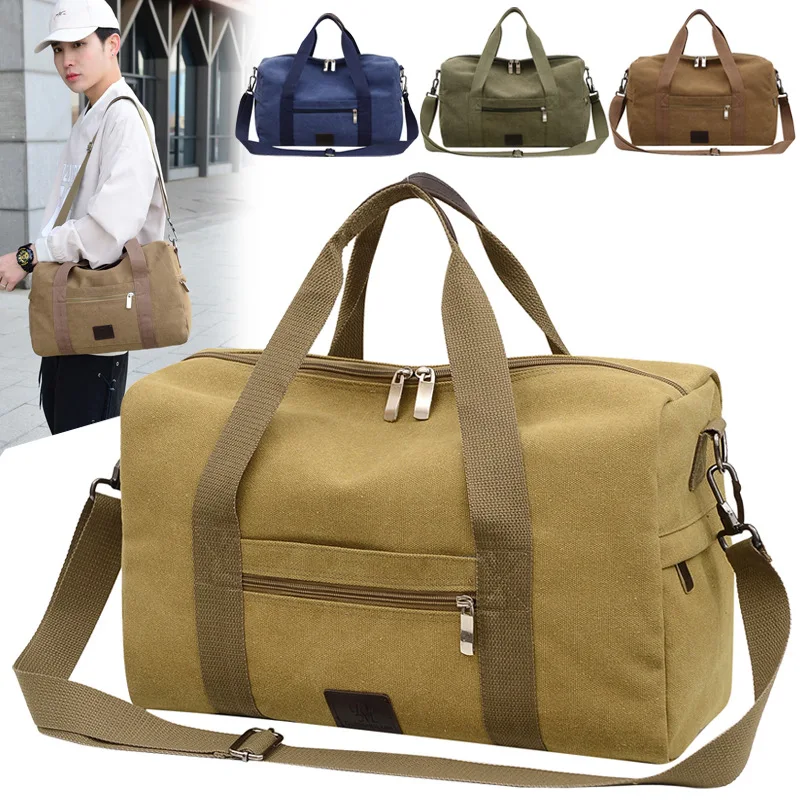 Outdoor Large Capacity Travel Bag Canvas Shoulder Crossbody Bag Casual Unisex Waterproof Weekend Storage Bag Duffel Bag XA728F