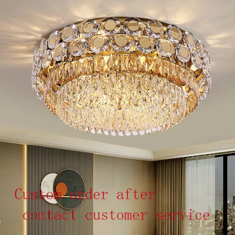 

Nordic luxury crystal ceiling lamp Simple and fashionable living room lamp Postmodern bedroom crystal lamp