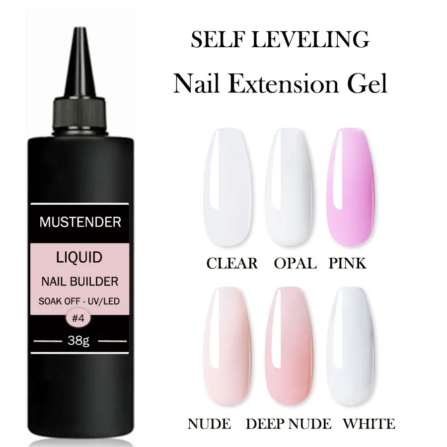 

38g Milky White Builder for Nail Gel Nude Opal Clear Jelly Nail Extension Gel Transparent Self Leveling Poly Nail Gel