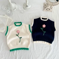 2022 autumn winter new boy baby knitted flower vest girl infant sleeveless outerwear children cotton fashion waistcoats outfits