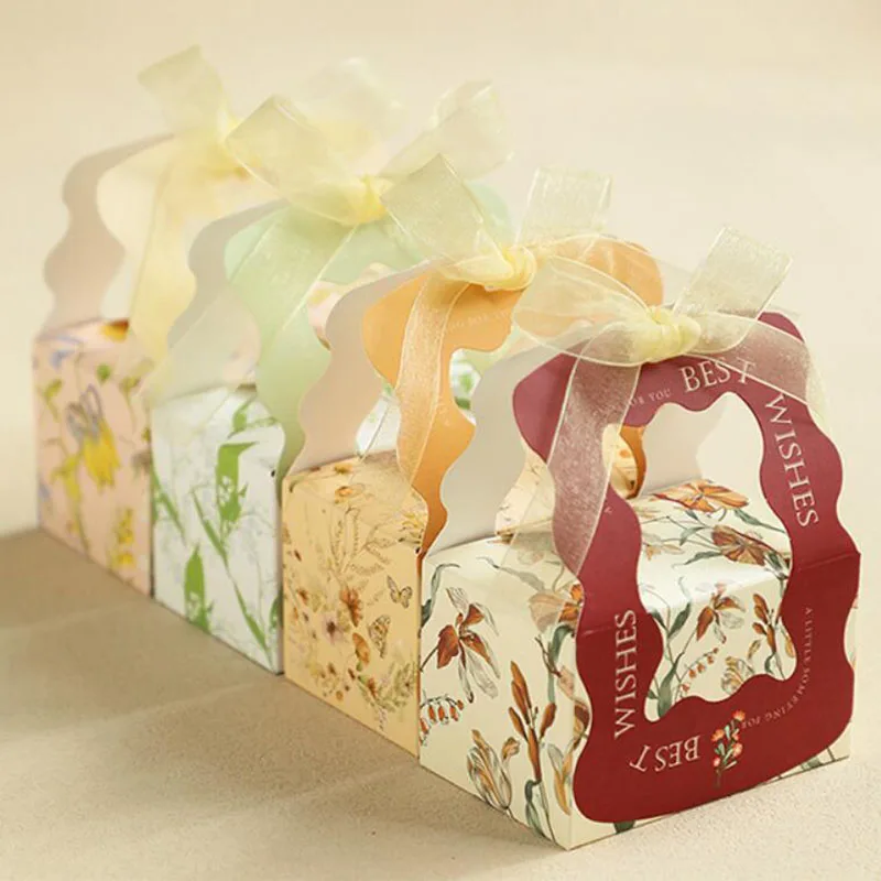 

50pcs Romantic Candy Box with Ribbon Snack Cookies Chocolate Gift Boxes for Guest Friends Wedding Birthday Party