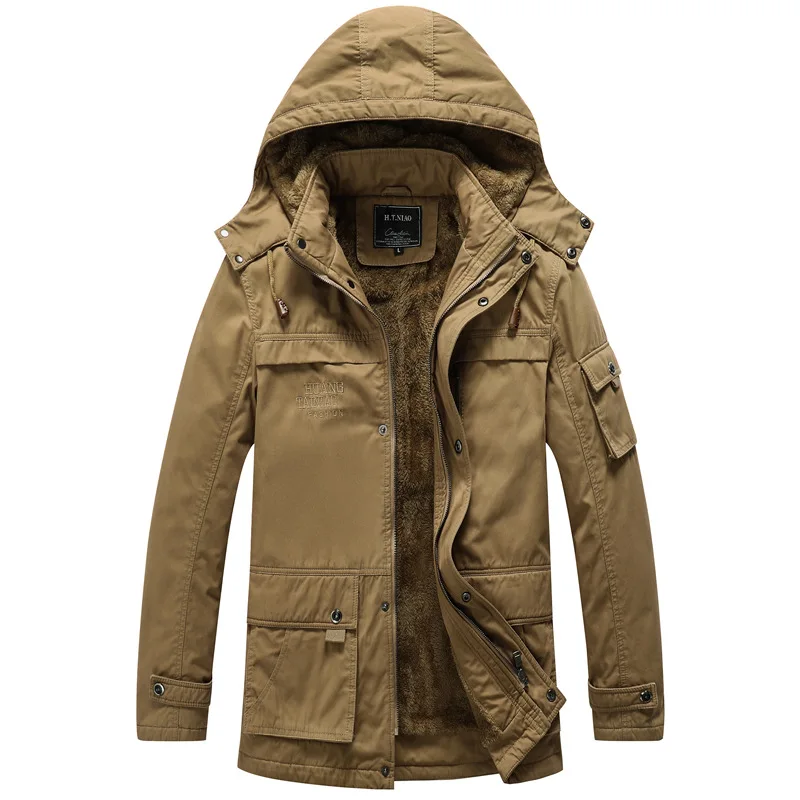 

Winter Jacket Men Outwear Breathable Warm Coat Parkas Military Hooded Jackets Thickening Cotton-Padded Jacket Fleece Parkas 5XL