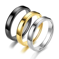 mixmax 50pcs stainless steel rings for men womens fashion jewelry 4mm smooth couple wedding bands wholesale lot black gold color