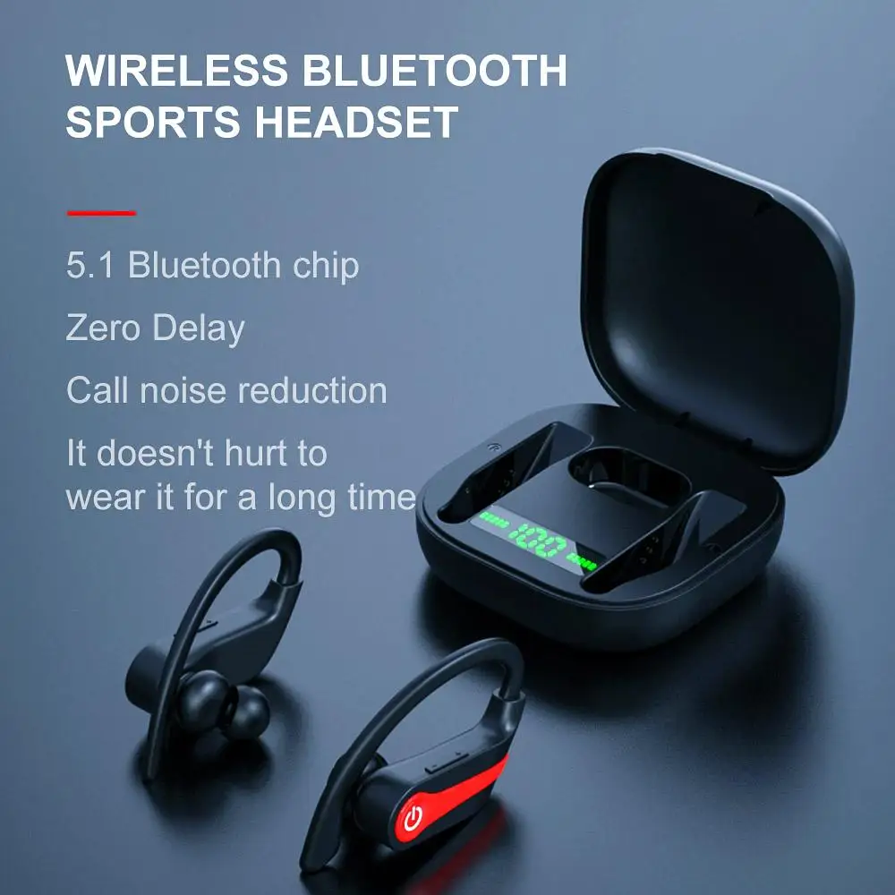 

TWS Bluetooth 5.1+EDR Wireless Headphones IPX7 Waterproof Sports Earphone Touch Control Hifi Stereo Headset with Mic Earpiece