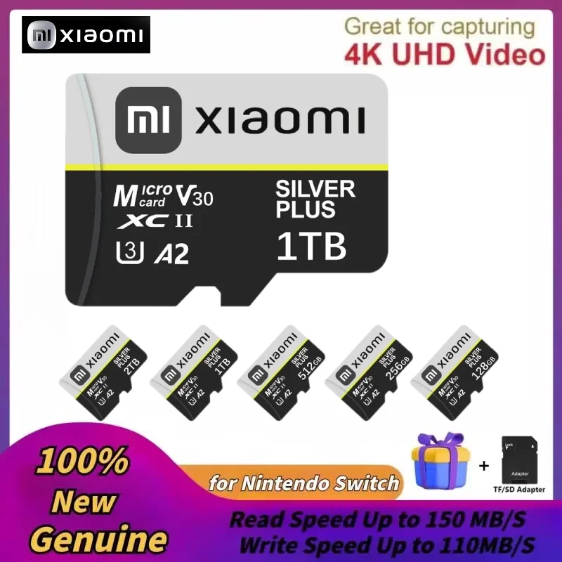 Xiaomi Micro TF SD-карта 128 ГБ 256 Class10 A2 Высокоскоростная карта памяти U3 4K 512 Flash Card 2 ТБ для