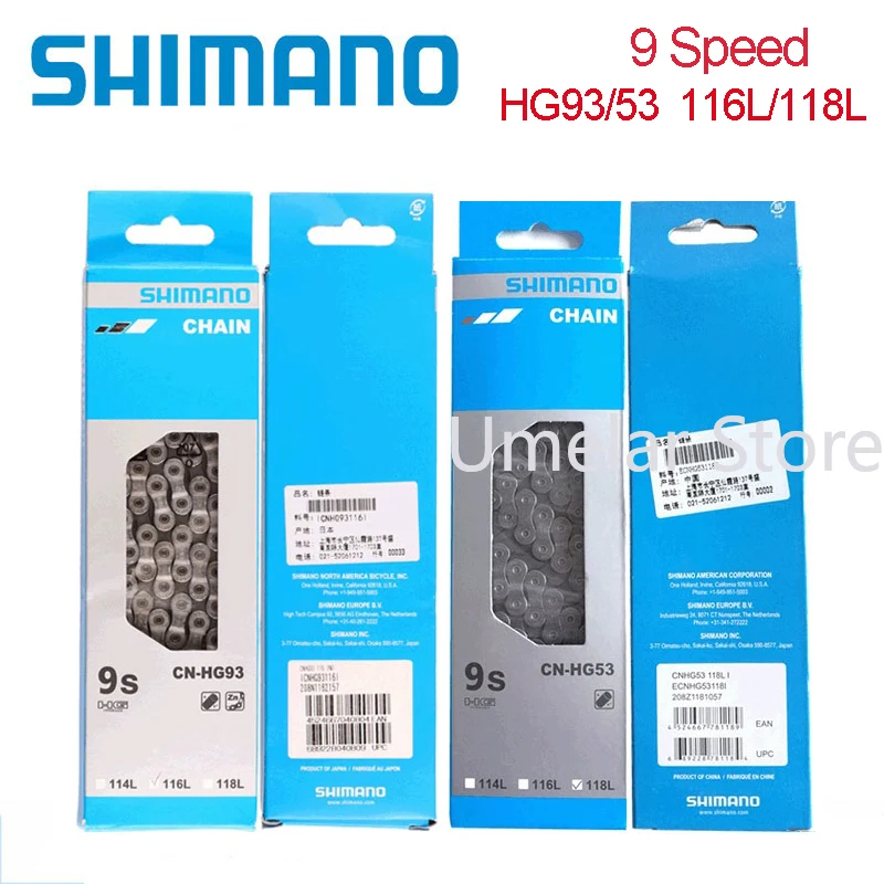 

Велосипедная цепь SHIMANO HG53 HG93, аксессуары для шоссейного велосипеда, 9 В, оригинальная коробка