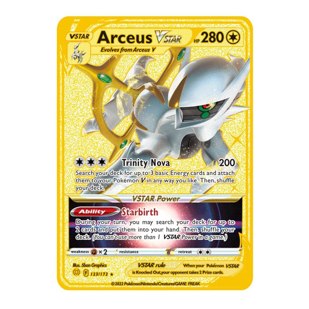 

Pokemon Cards Metal 10000Point Arceus Vmax DIY Card Pikachu Charizard Golden Limited Edition Kids Gift Game Collection Cards