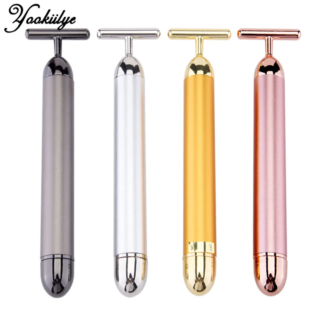 

Energy 24K Gold T-shape Facial Beauty Bar Vibrating Facial Massage Roller Face Lift Slimming Tightening Anti Aging Wrinkle Stick