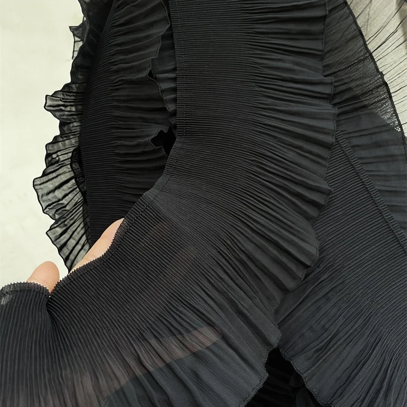 Шифоновая 3D плиссированная кружевная ткань лента с оборками и бахромой платье