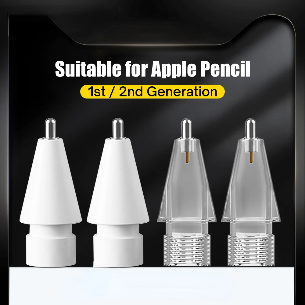 

2023 trend Nib Tips Replacement For Apple Pencil 1st 2nd Generation iPad Stylus Transparent 4.0 Nib Double Layer Touchscreen Pen
