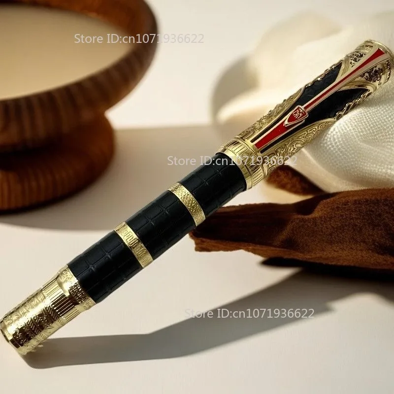 Эксклюзивная перьевая ручка HONG DIAN Limited Edition: подлинная, элитная, черно-золотая, с красным покрытием Daqin, ручная полировка, с наконечником Long Knife, для чернил, подарочная. (art.: 3920db602f2d6) - 3920db602f2d6