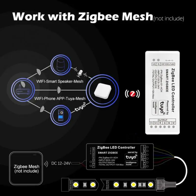 

Diy App Voice Control Led Strip Switches Single Color Dual Color Rgb Rgbw Rgbcw Led Strip Light Controller Tuya Smart Life