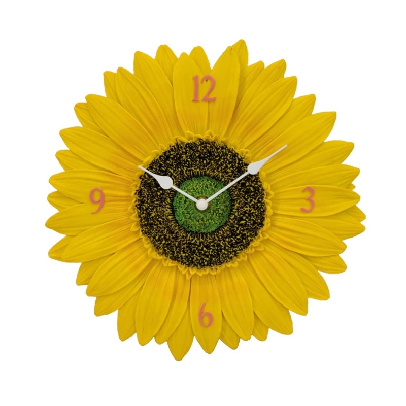 

Resin Sunflower Wall Clock Hangable Clock Party Background Decoration for Home Festival Holiday Birthday Decoration M76D