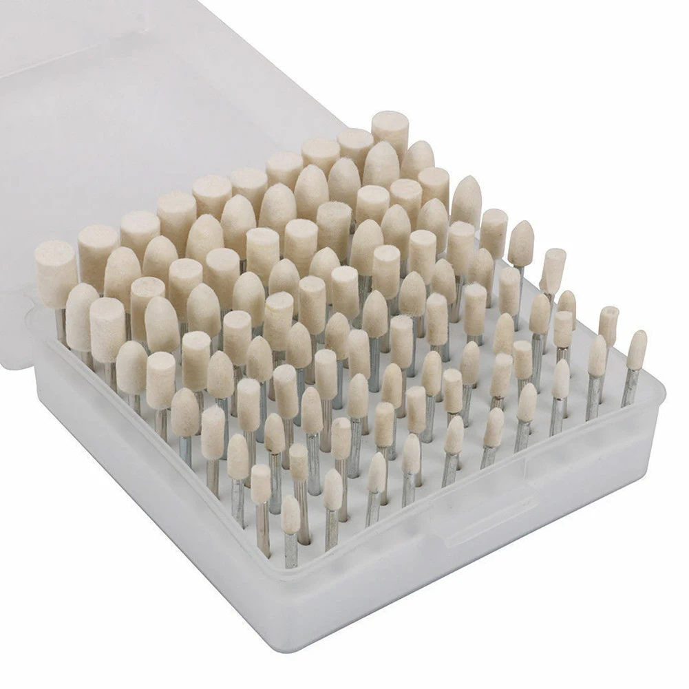 

100pcs/set Easy Apply Artificial Wool Mini Professional Pad With Shank Polishing Wheel Clean Rotary Tool Drill Accessories