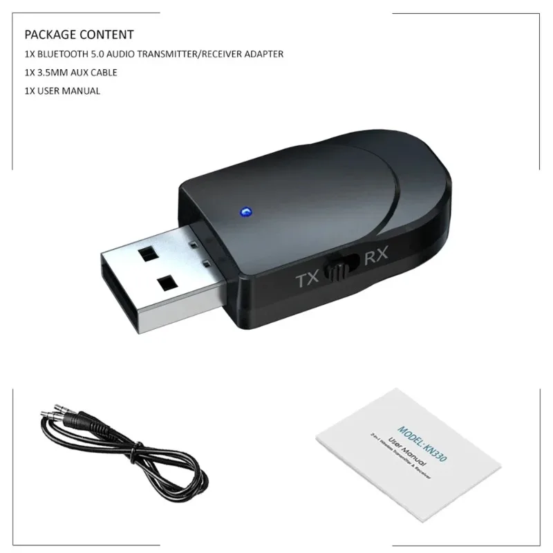 Фото KN330 3в1 USB EDR Bluetooth 5.0 Передатчик Приемник Адаптер Dongle 3,5 мм AUX RCA для ТВ ПК Наушники Домашняя Стерео Автомобиль HIFI №2