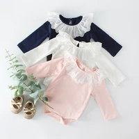 ins fall 2022 new baby girl ha clothing lace collar package fart baby climb clothes conjoined at the cotton long sleeve romper