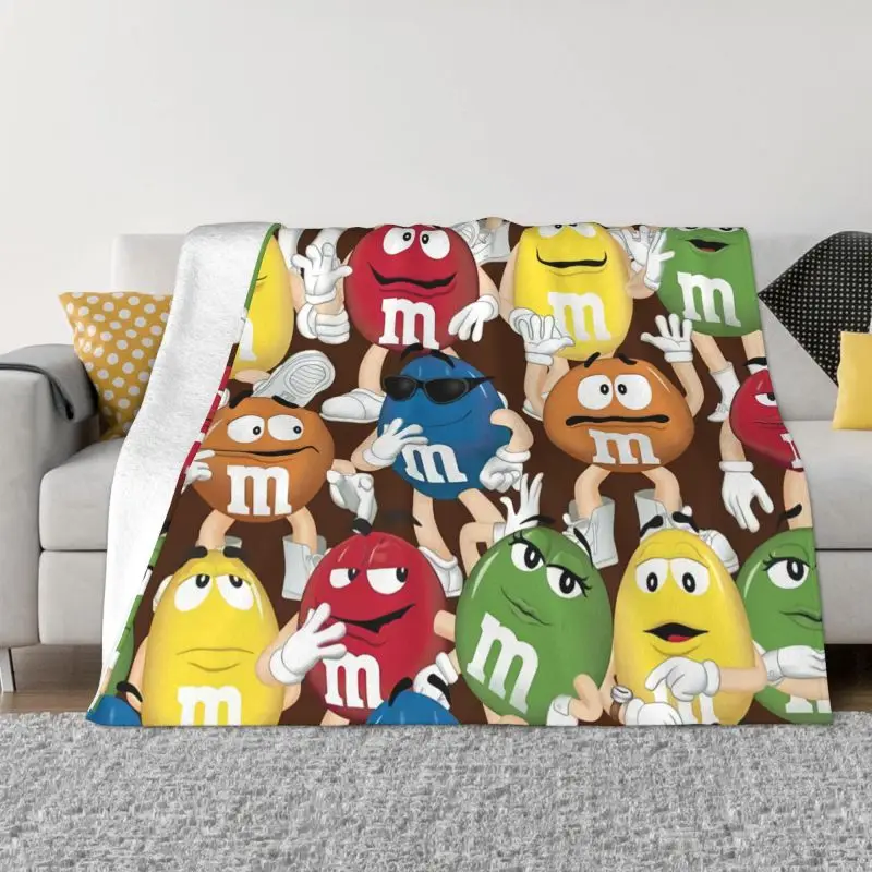 

Одеяло M & M с логотипом конфет, s, дышащее, мягкое, Фланелевое, Осеннее, мультяшное, шоколадное покрывало для дивана, постельное белье для путе...