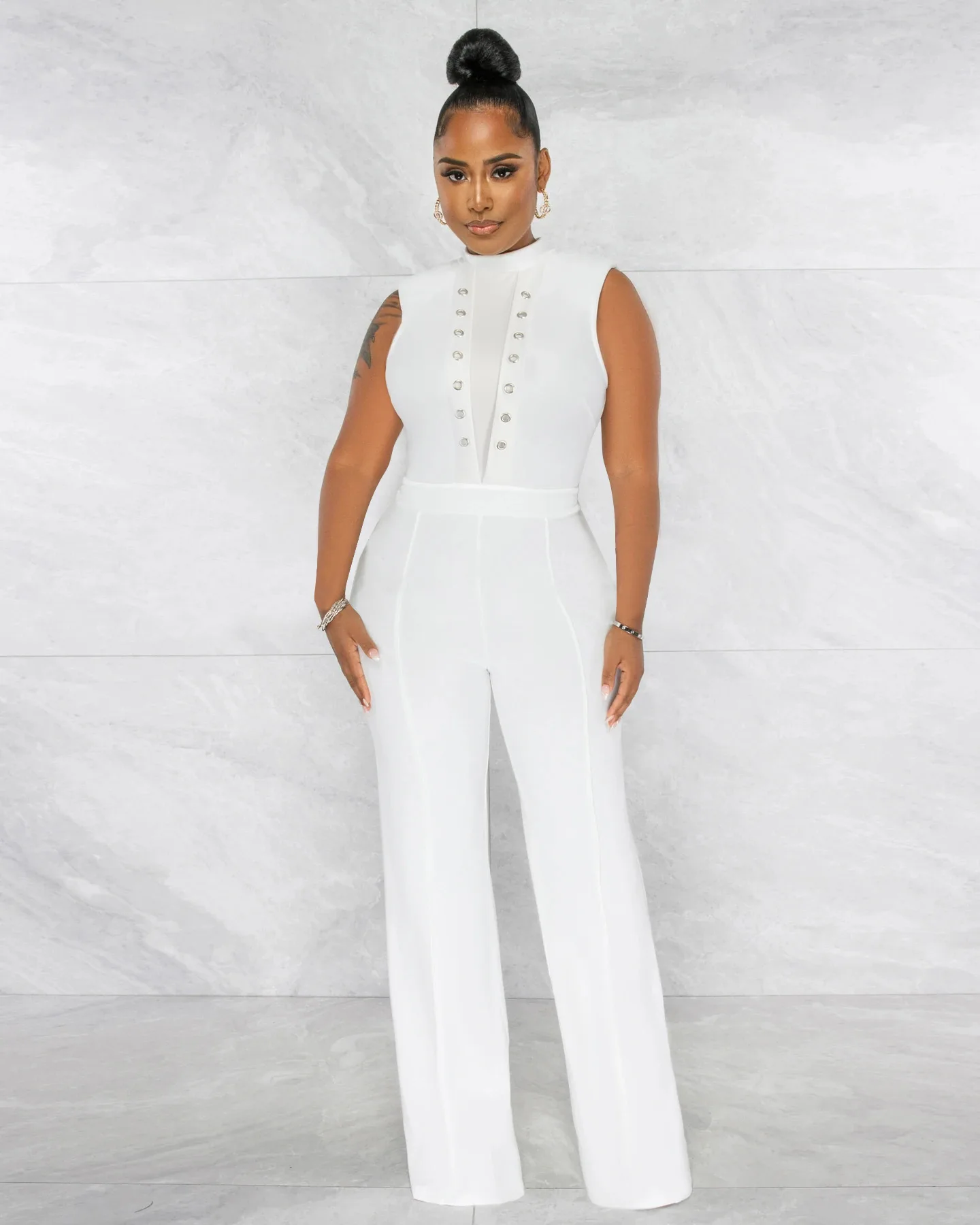 

Комбинезон женский с широкими штанинами, элегантный пикантный элегантный Ромпер без рукавов, лето 2022