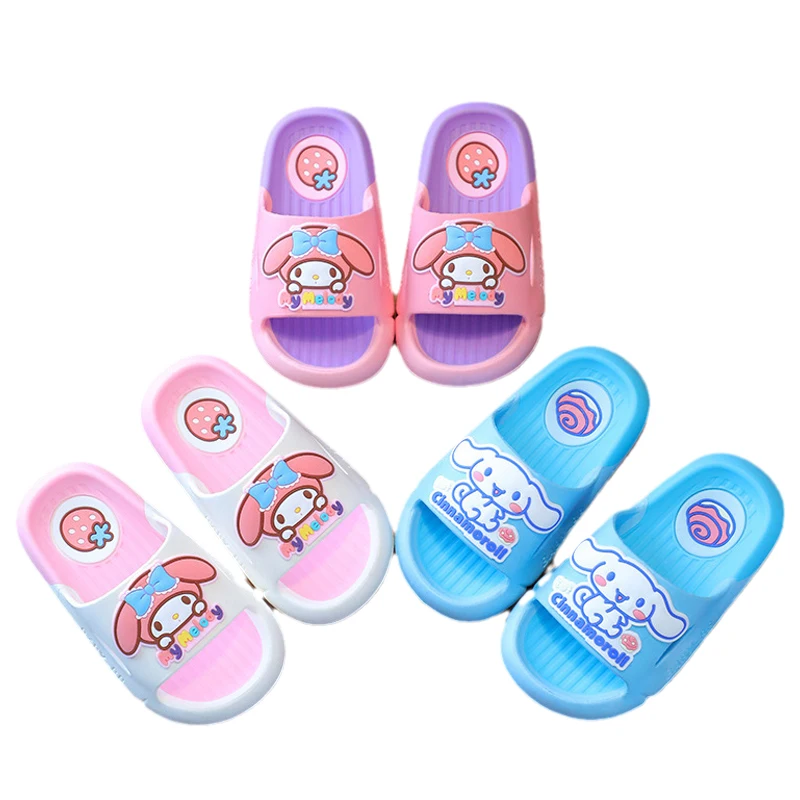 

Сандалии с героями аниме Sanrio Cinnamoroll My Melody, летние тапочки, Мультяшные милые детские сандалии на толстой мягкой подошве для родителей и детей, Нескользящие