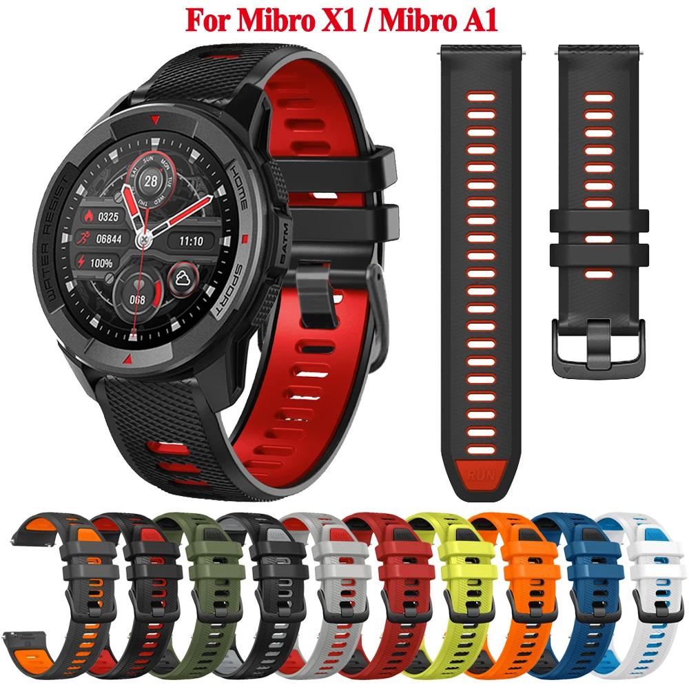 

22mm Sports Silicone Wristband For Mi bro Mibro Watch X1 A1 Strap Band Belt Bracelet Replacement Smartwatch Watchband