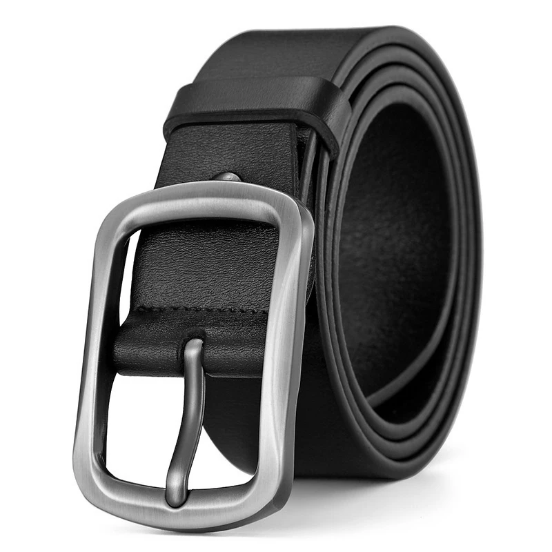 Genuine Leather For Men High Quality Black Buckle Jeans Belt Cowskin Casual Belts Business Belt Cowboy waistband