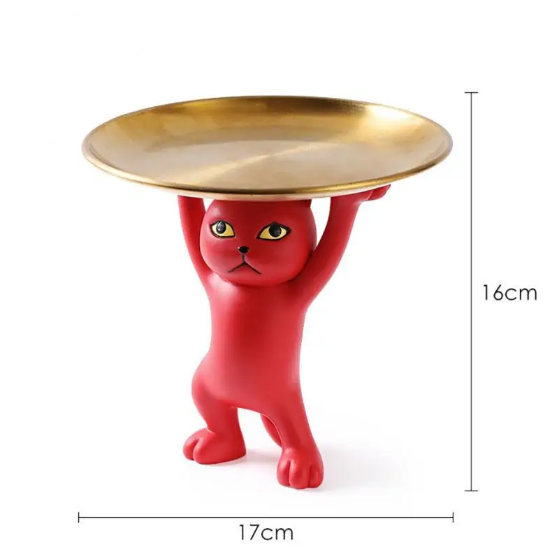 

Creative Storage Sculpture Home Decor Enchanting Cat Tray Stylish Resin Key Holder Table Decor Accessories Unique Eye-catching