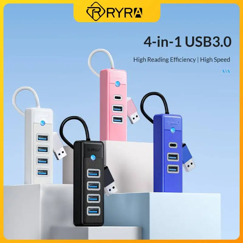 

Новинка, 4-портовый USB-разветвитель RYRA 3,0, тонкий адаптер для USB 3,0, светодиодный индикатор, USB-удлинитель