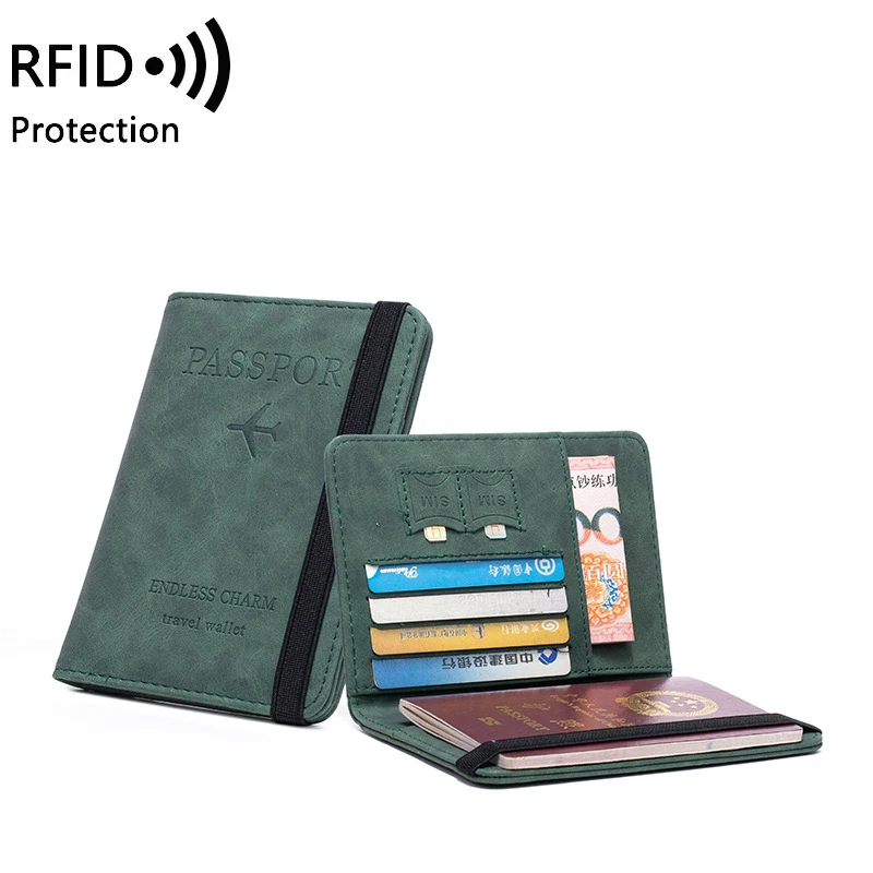 Women Men RFID Vintage Business Passport Covers Holder Multi-Function ID Bank Card PU Leather Wallet Case Travel Accessories Bag