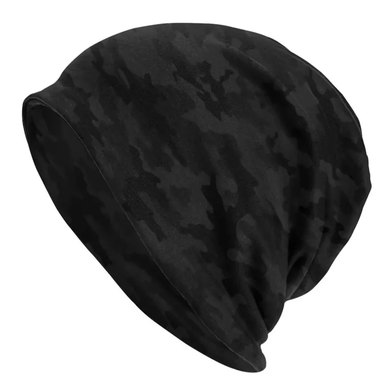 

Черная камуфляжная шапка с напуском для мужчин и женщин, зимние теплые шапочки унисекс, облегающие шапки, шапки, камуфляжная вязаная шапка в стиле милитари для взрослых