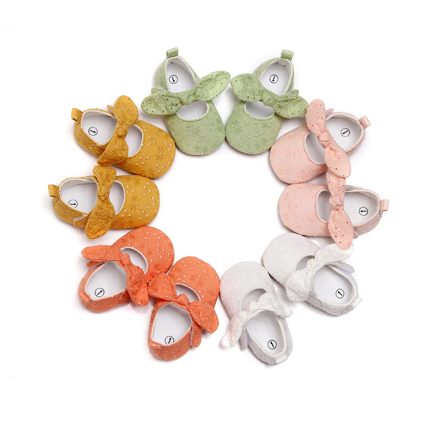 

Newborn Baby Girls Flat Shoes Bowknot Soft Sole Non-slip Infant Toddler Wedding Dress Walking Shoes 0-18Months