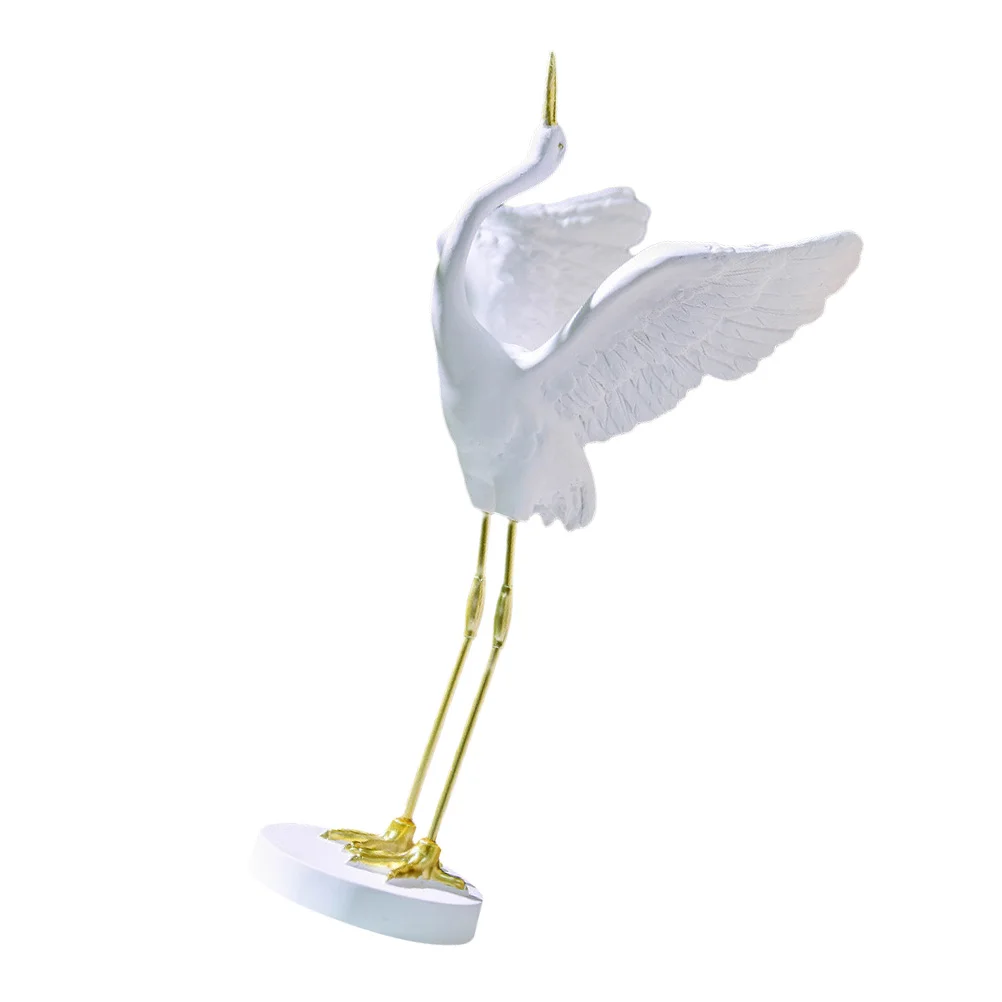 

Crane Sculptures Standing Lawn Heron Sculpture Figurine Miniature Bird Ornament Resin Decor Art Flying Cake Animal Patio Bonsai