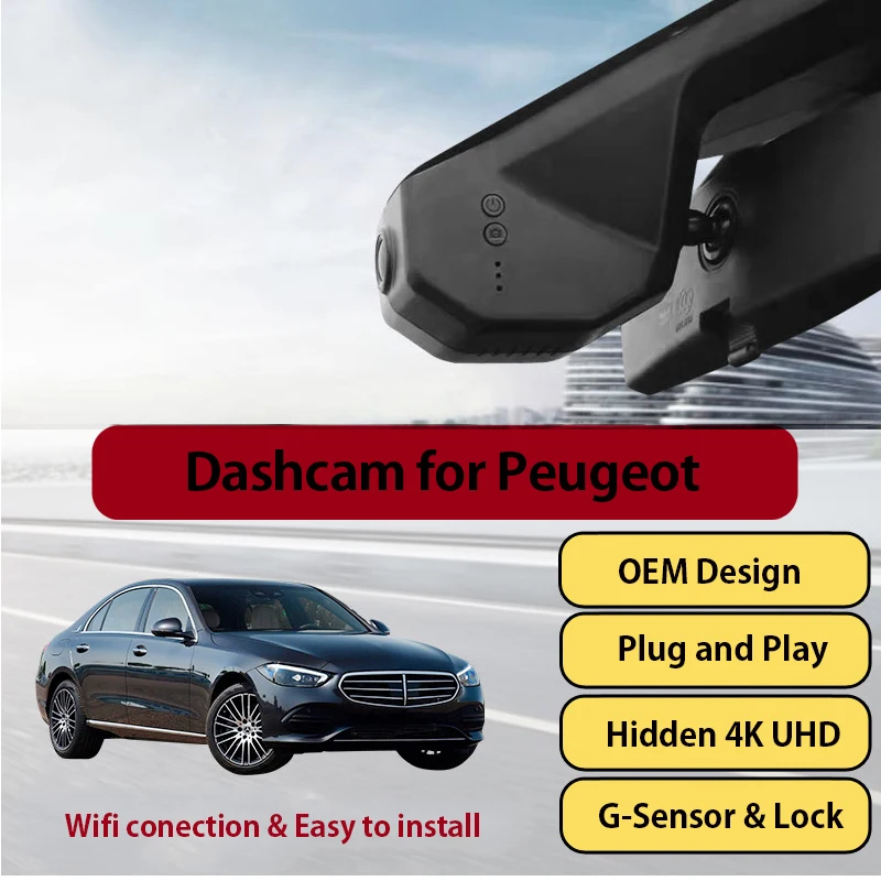 

Car DVR Wireless 4K Wifi Front Dash Cam OEM for Peugeot 208 308 408 508 2008 3008 4008 5008 Camera Video Recorder Dashcam