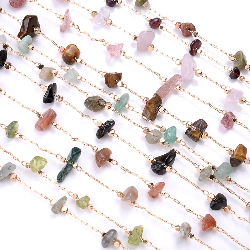 Бисер из натурального камня 1 метр металлическая цепочка гравия неправильной