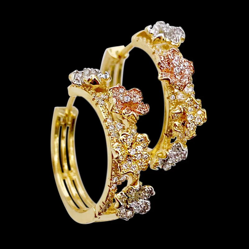 

Lanyika Copper Earrings Four Flower Earr Ring Micro Pave Zircon For Women Wedding Banquet Everyday Fashion Classics Jewelry