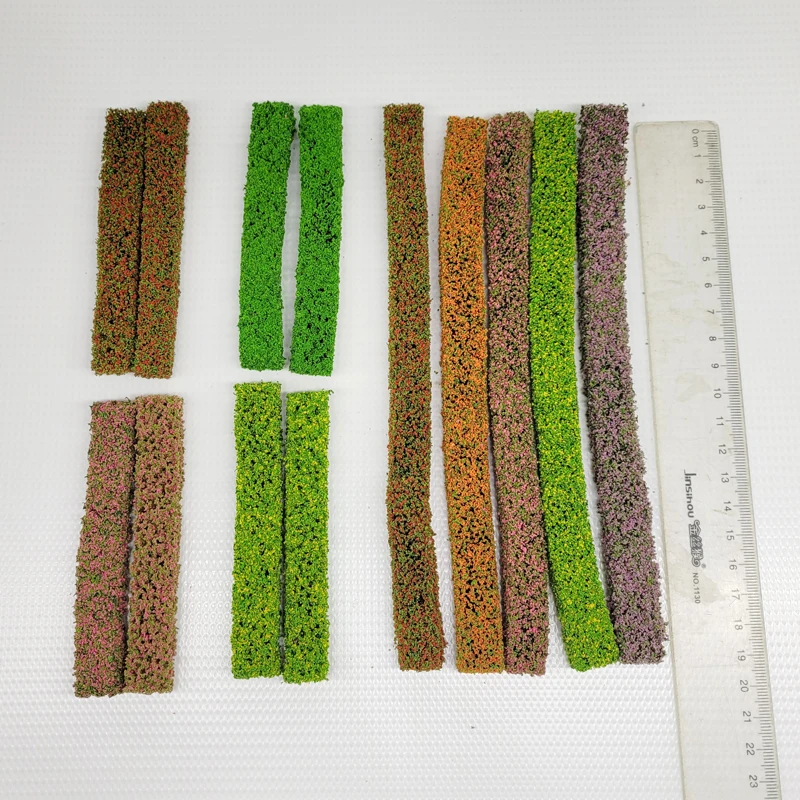 1/2pcs 20pc Simulation Shrub Strips Model Green Sand Table Mini Grass Strip Fence DIY Material For Outdoor Building Diorama 2PCS - купить по