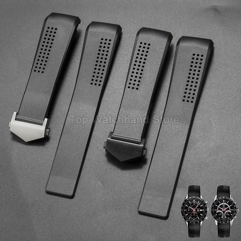Фото Прочный браслет для часов 20-22 мм с изогнутым концом для TAG Heuer Aquaracer Carrera, гибкий, водонепроницаемый, с перфорированными вентиляционными отверстиями. №1