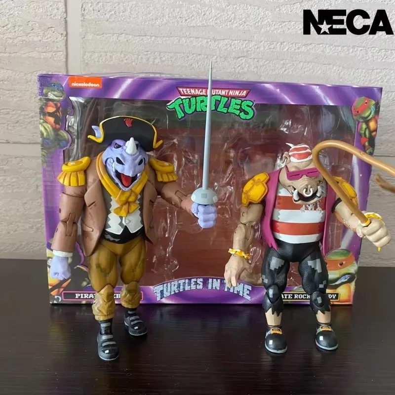 Фото Оригинальная в наличии NECA Черепашки-подростки во времени Пиратская стука и бибоп Монстры Невеста Фигурка Модель Игрушки Подарки №1