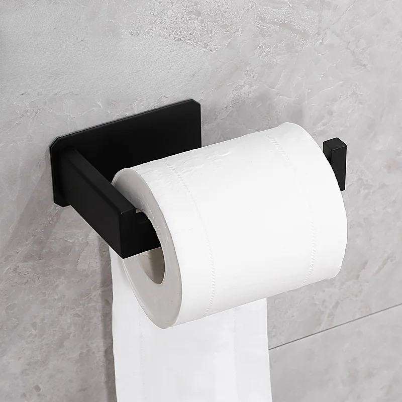 

2023 Stainless Steel Toilet Roll Holder Self Adhesive In Bathroom Tissue Paper Holder Black Finish Easy Installation No Screw