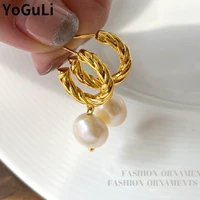 s925 needle delicate jewelry natural freshwater pearl earrings popular design vintage drop earrings for women party gifts