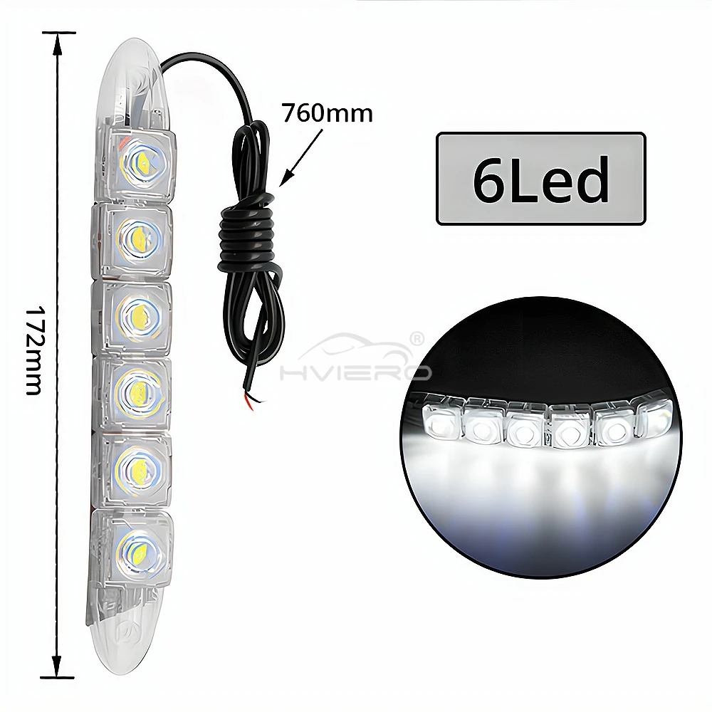 

Универсальные Автомобильные Светодиодные Дневные Ходовые Огни (ДХО) С 6 Гибкими Светодиодами