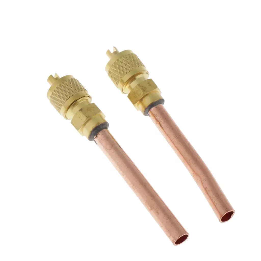 

2xAir Conditioner Brass Monodirectional Filling Access Valve 6.35x78mm