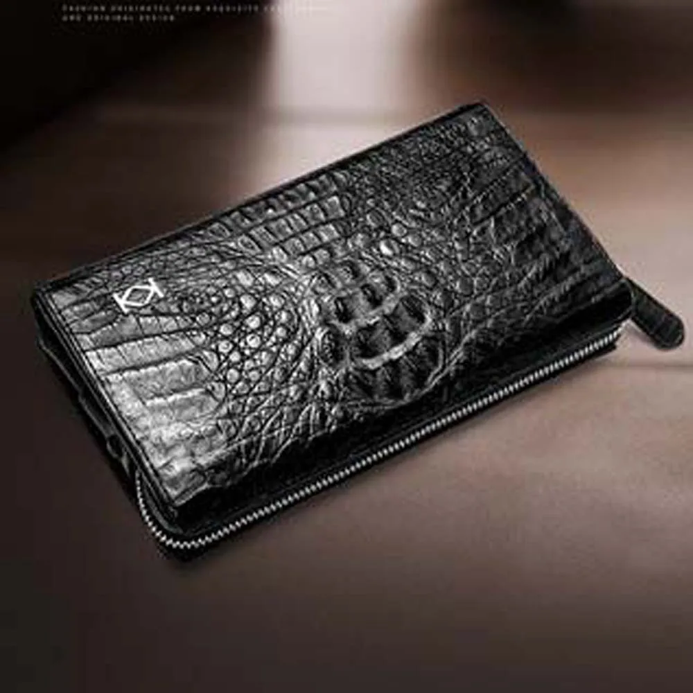 KEXIMA kadilaier Thailand  import  crocodile  Men clutch bags  male crocodile Hand bag Zipper wallet  Hand caught bag