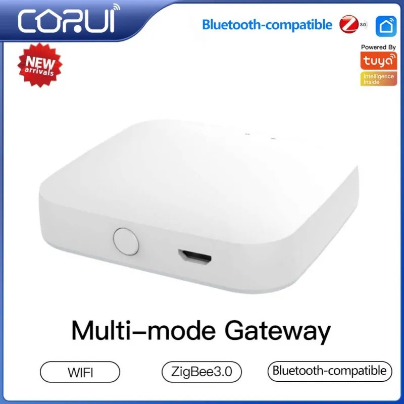 

CORUI Tuya Multi-mode Smart Gateway ZigBee 3.0 Bluetooth Compatible Gateway Work With Tuya Smart App Voice Control Alexa