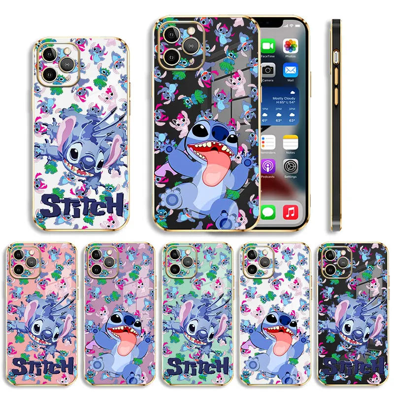 

Stitch Easy Art Plating Coque For iPhone 14 11 8 Plus XS 13 Pro Max XR 7 12 X Mini SE2 5S 6S SE2022 5 6 Protective Soft