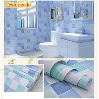 washable wall paper blue tile with green 2mx61cm kitchen bathroom washable textured high quality
