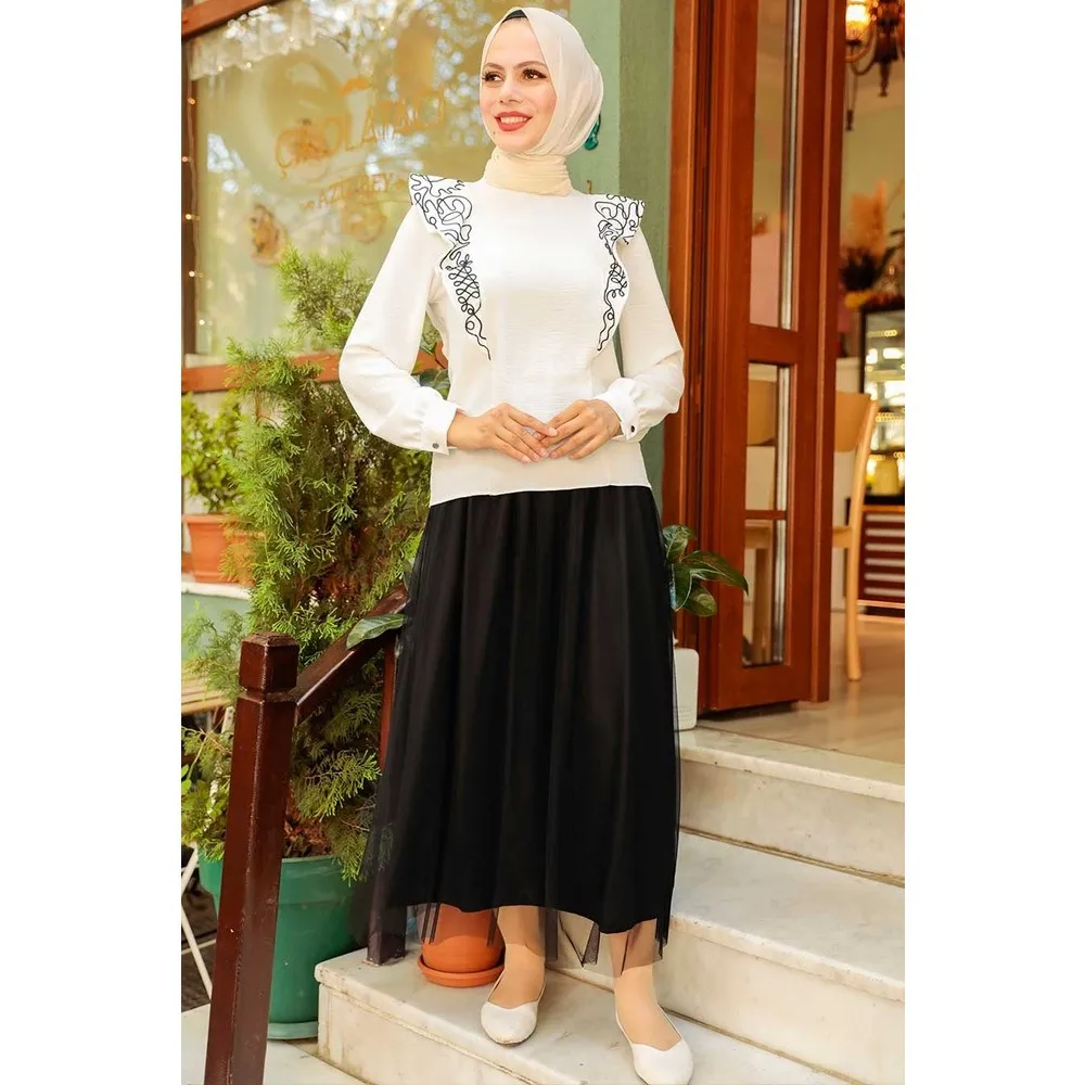 

Dorlie-Skirted Black Hijab Twinset 1248S
