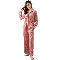 women velvet pajamas set winter sleeping clothes two piece flannel pajamas for women pijama can wear outside velvet sleepwear