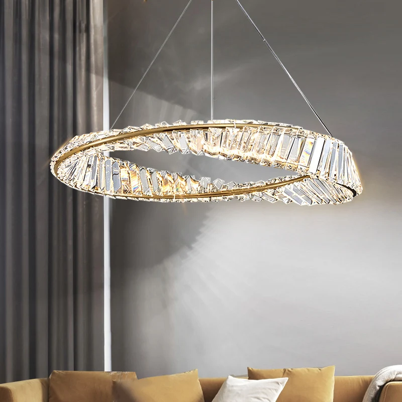 

Art Led Chandelier Pendant Lamp Light Room Decor Luxury Living Round Crystal American Ring Simple Modern Bedroom Dining Circle