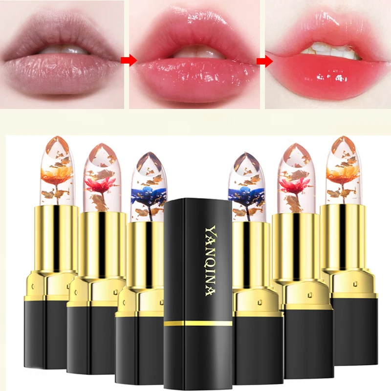 6 Colors Flower Jelly Flower Lipstick Color Change Waterproof Long Lasting Moisturizer Lip Balm Lips Care Women Lips Cosmetics