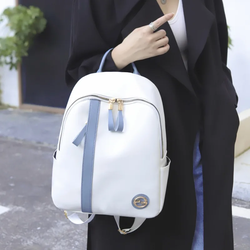 

Простой белый женский рюкзак, подходящий ко всему дизайнерский качественный мягкий кожаный ранец, модные школьные сумки для девочек-подрос...